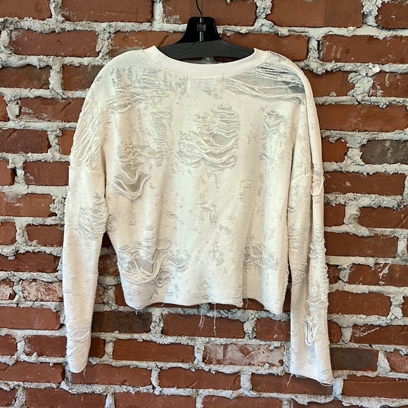 IRO Jeans Cenix Sweatshirt Destroyed Inside Out White Crew Neck Size XS - Picture 3 of 5